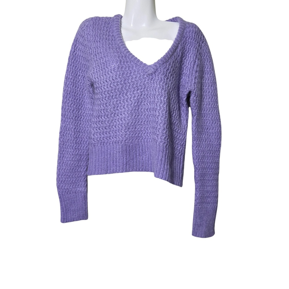 Happy Sheep Lavender Mohair Extra Fine Merino Wool V-Neck Sweater Italy Large‎ - Picture 2 of 10